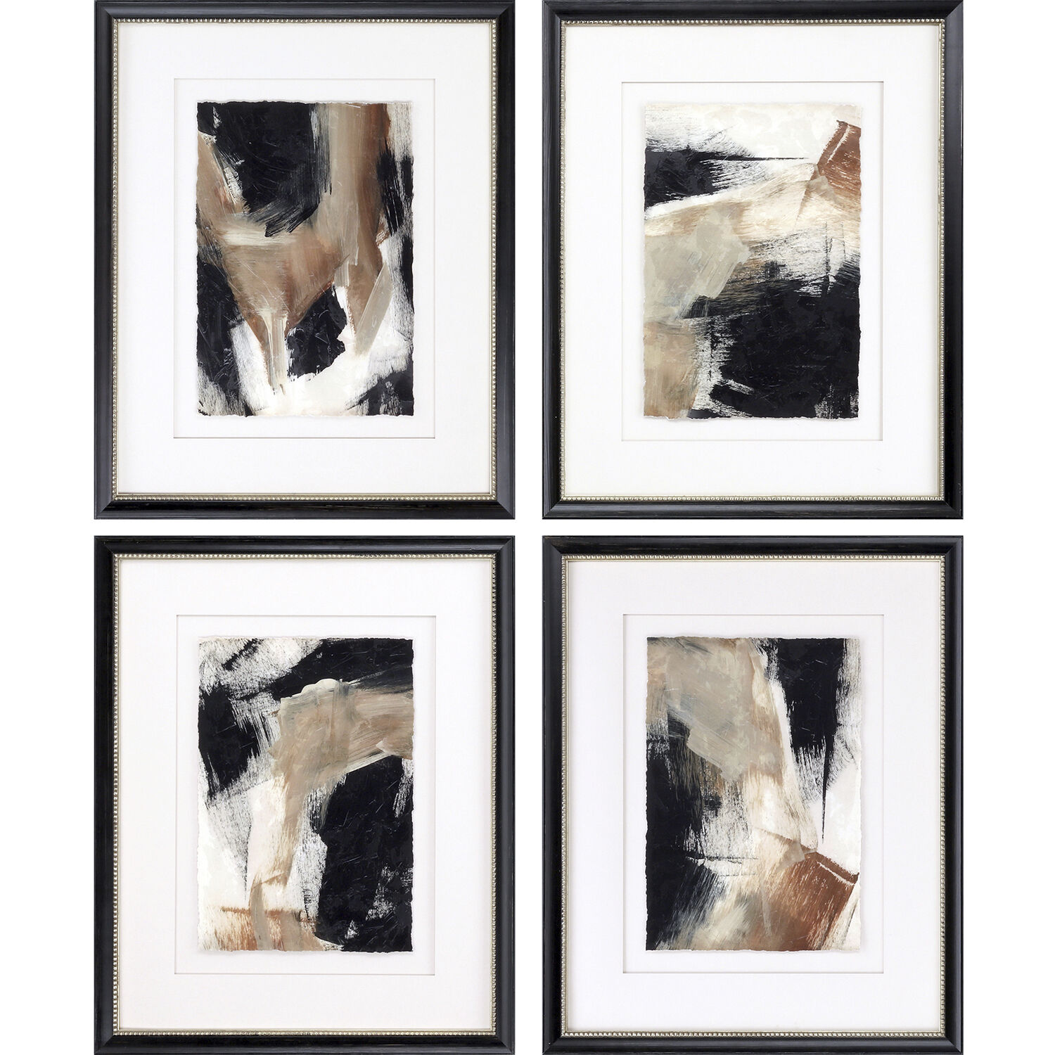 Abstract Brown and Beige and Black Framed Art