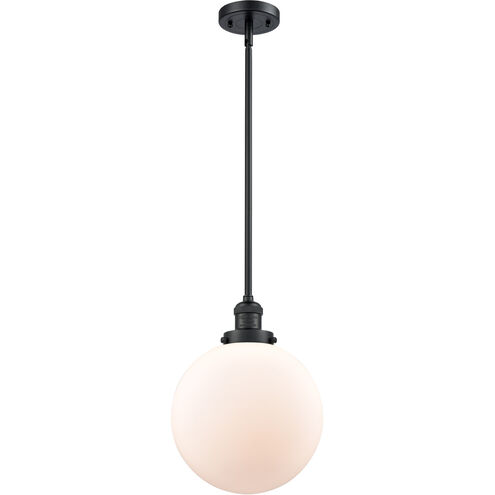 Franklin Restoration X-Large Beacon 1 Light 10 inch Matte Black Mini Pendant Ceiling Light in Matte White Glass, Franklin Restoration