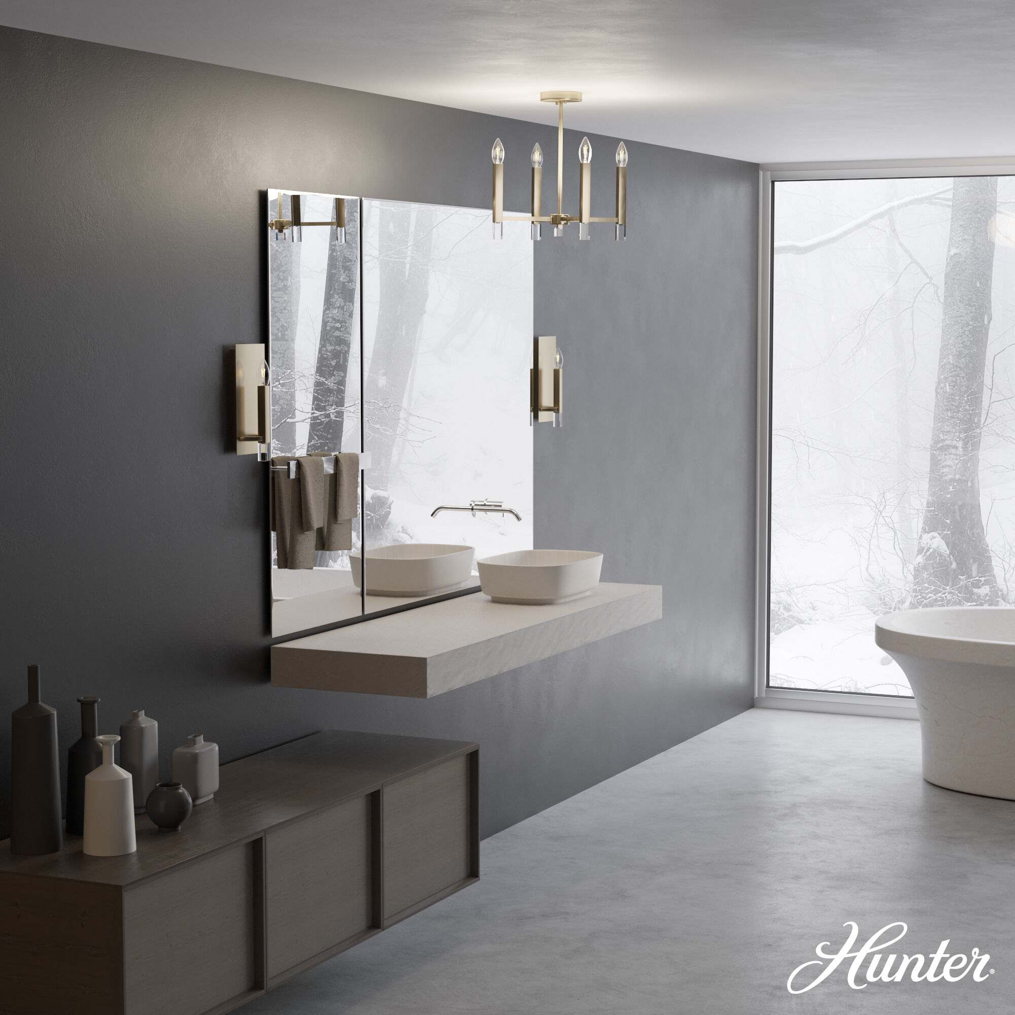 Sunjai 4 Light 17 inch Palm Gold Pendant Ceiling Light