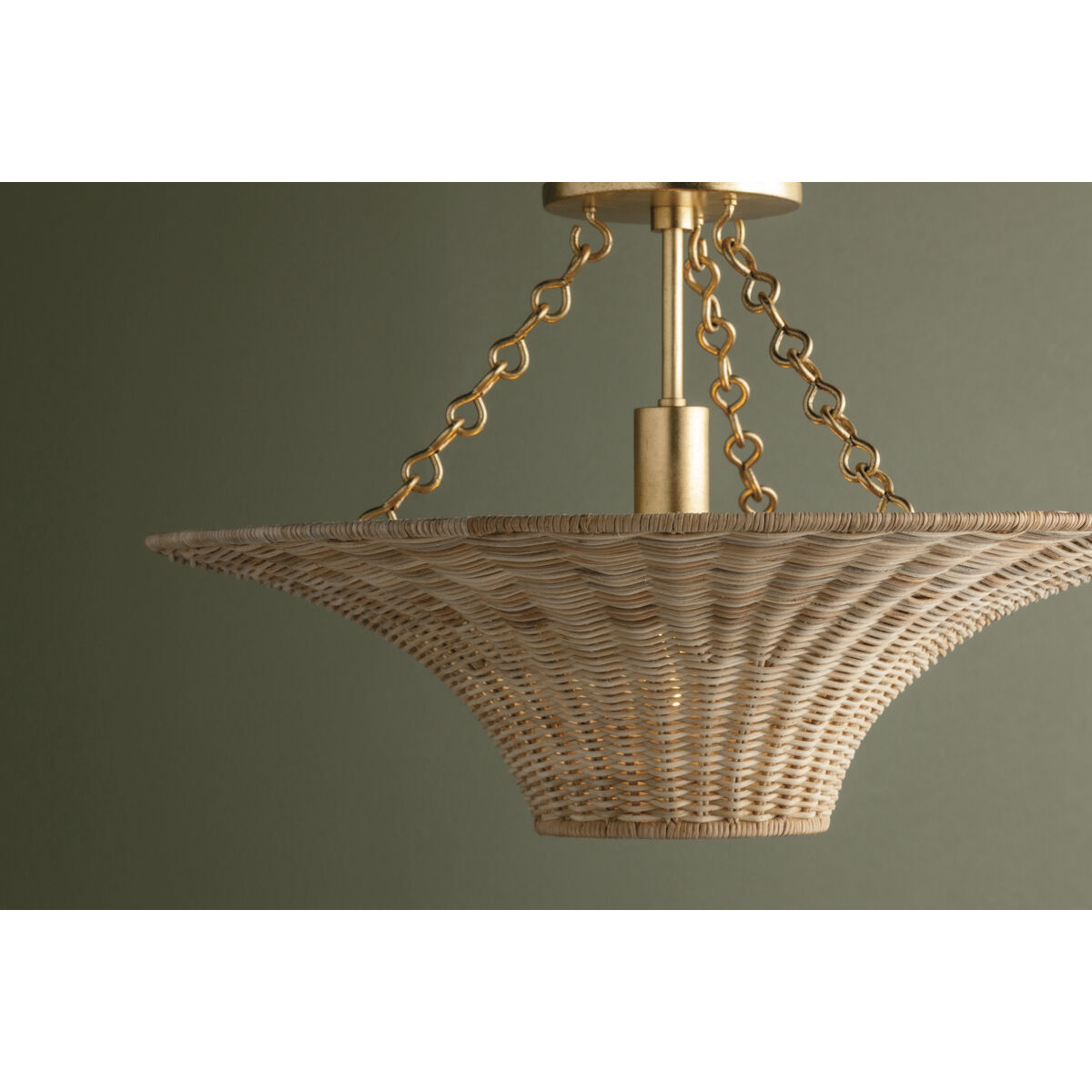 Ketan 1 Light 24.5 inch Vintage Gold Leaf Semi Flush Ceiling Light