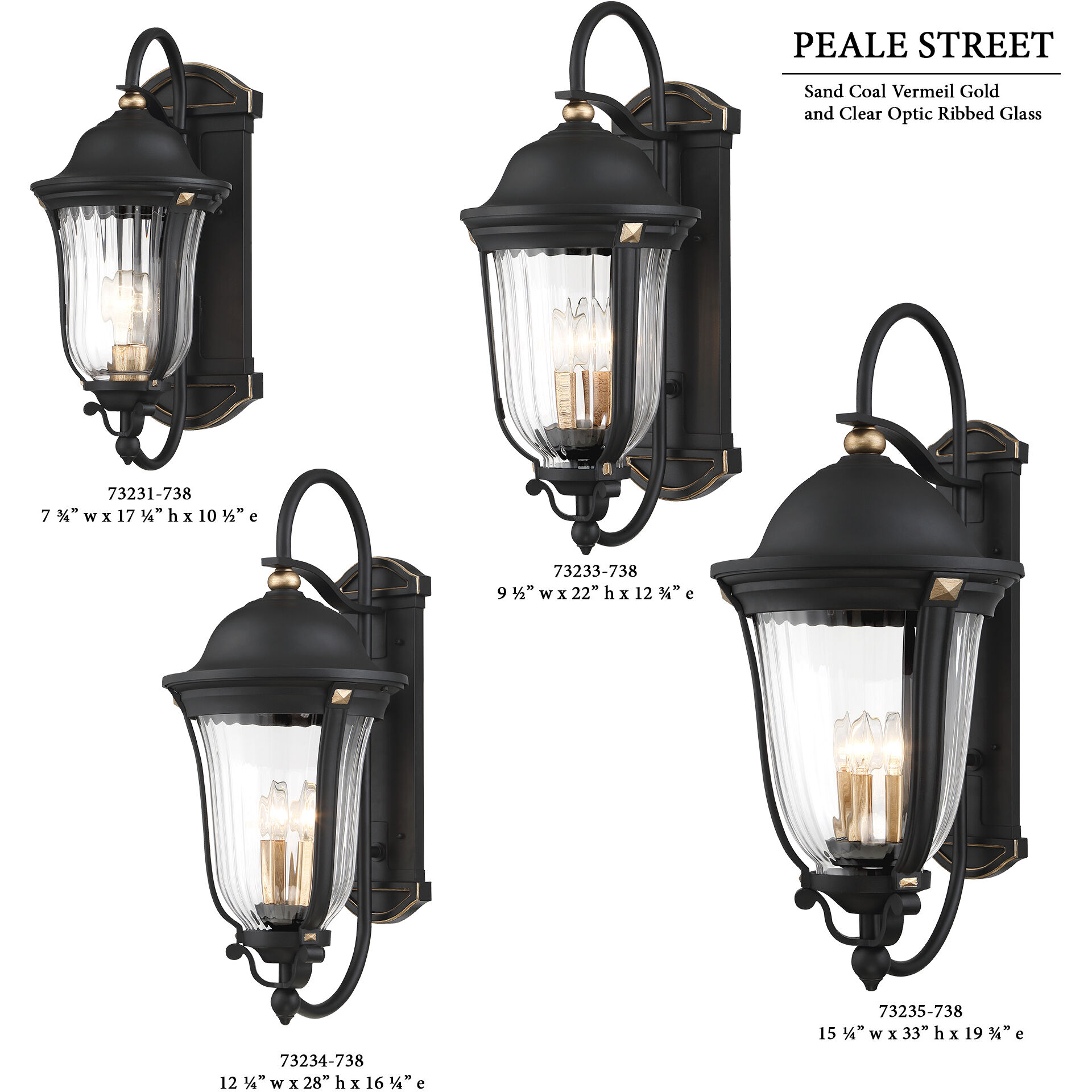 Peale Street 4 Light 28 inch Sand Coal And Vermeil Gold Outdoor Wall Mount, Great Outdoors
