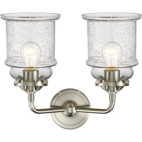 Nouveau Canton 2 Light 14 inch Brushed Satin Nickel Bath Vanity Light Wall Light in Seedy Glass, Nouveau