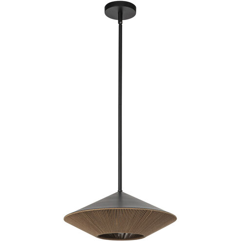 Daphne 1 Light 15 inch Matte Black and Brown Cotton Rope Pendant Ceiling Light