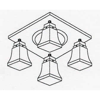 Ruskin 4 Light 16 inch Mission Brown Flush Mount Ceiling Light, Glass Sold Separately