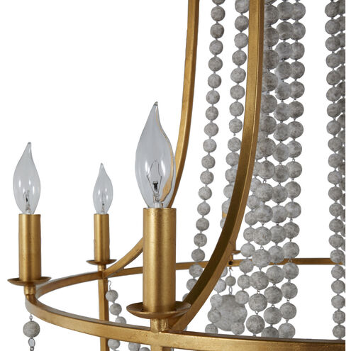 Neville 8 Light 34.75 inch Vintage Gold / Distressed Ivory Chandelier Ceiling Light