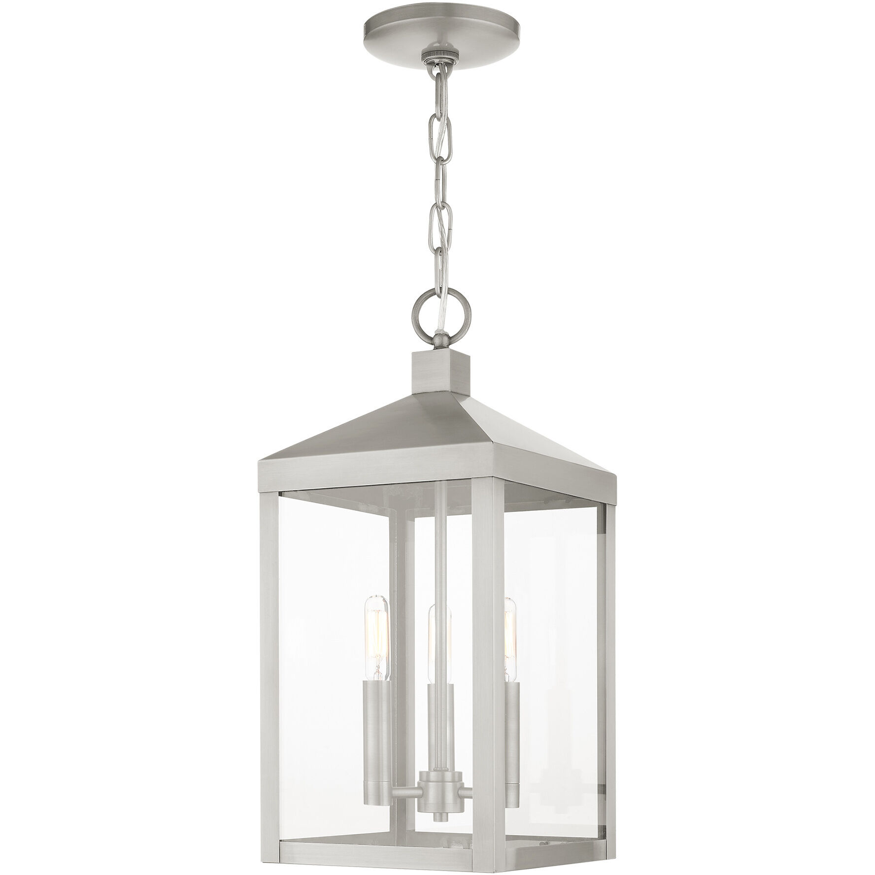 Nyack 3 Light 8.25 inch Brushed Nickel Outdoor Pendant Lantern
