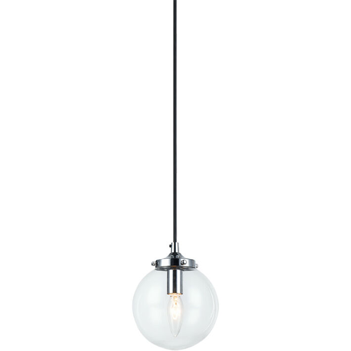 The Bougie 1 Light 5.88 inch Chrome Pendant Ceiling Light in Chrome and Clear