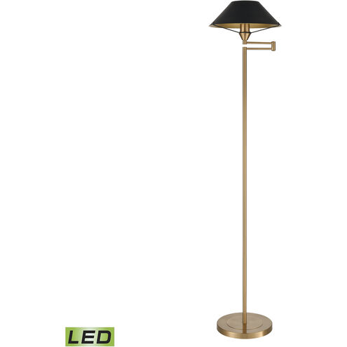 Arcadia 63 inch 9.00 watt Aged Brass with Black Floor Lamp Portable Light, Swingarm
