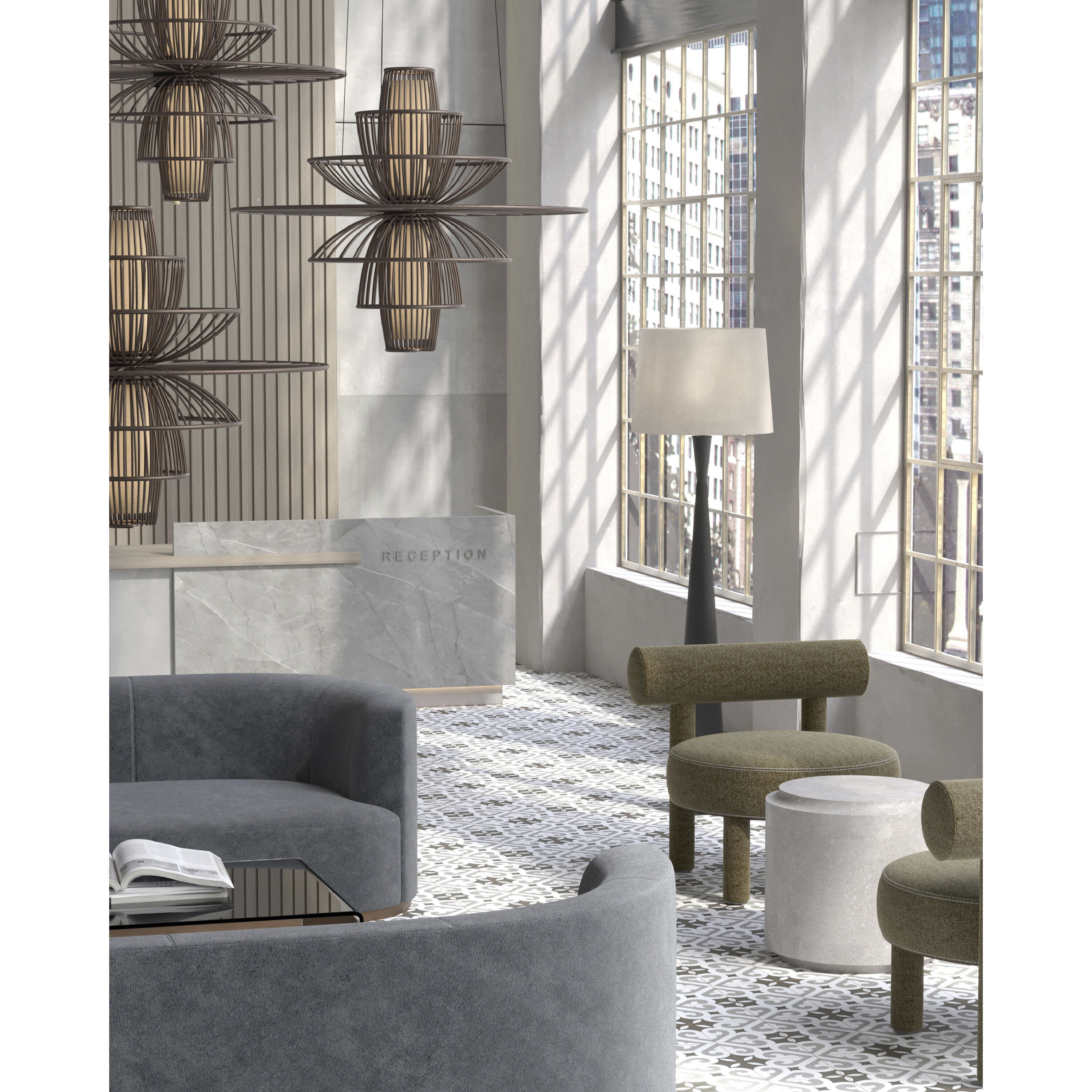 Benjiro 2 Light 42 inch Cupertino and Off-White Chandelier Ceiling Light