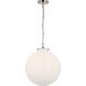 Thomas O'Brien Katie LED 16 inch Polished Nickel Globe Pendant Ceiling Light in White Glass, Large