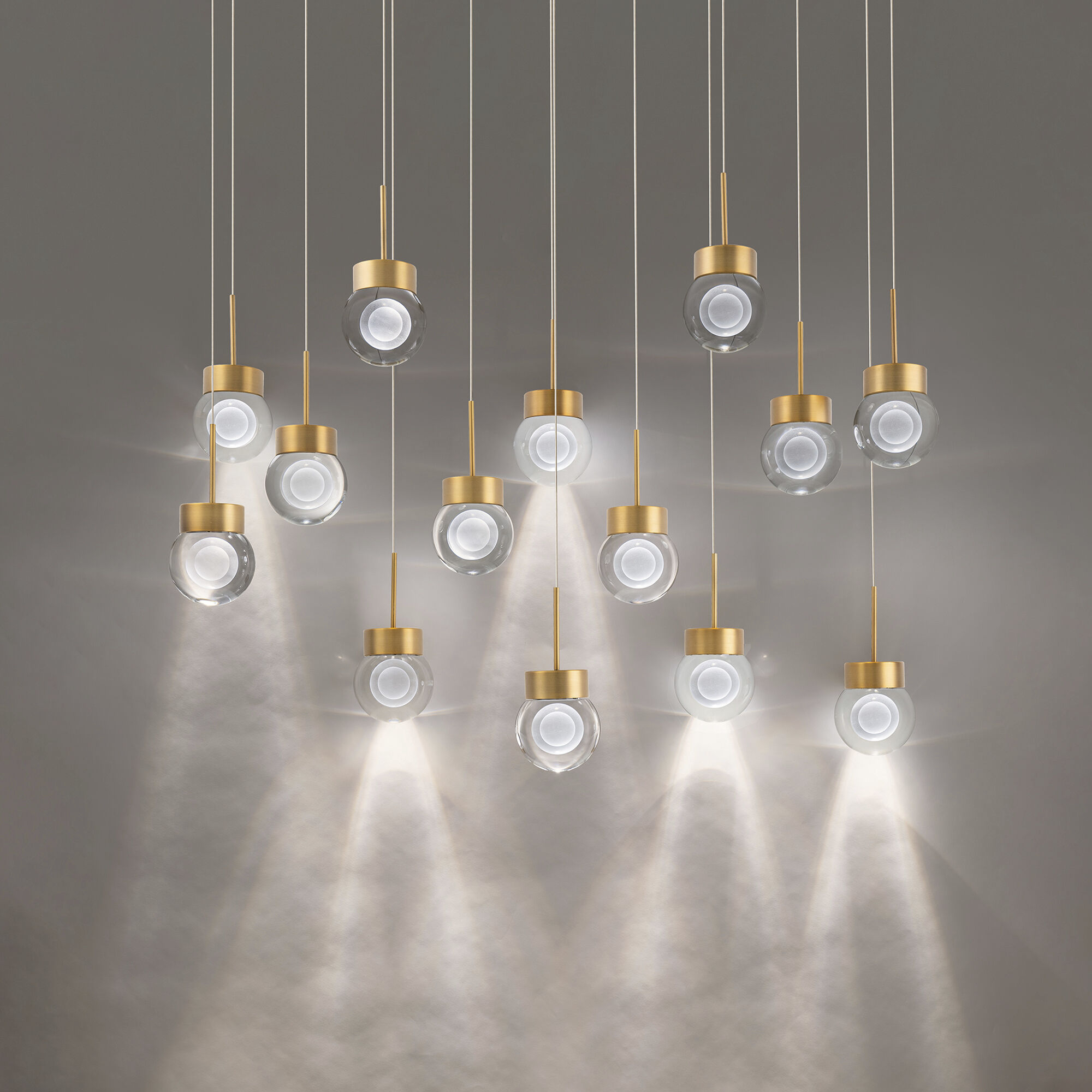 Double Bubble 14 Light 10 inch Aged Brass Multi-Light Pendant Ceiling Light