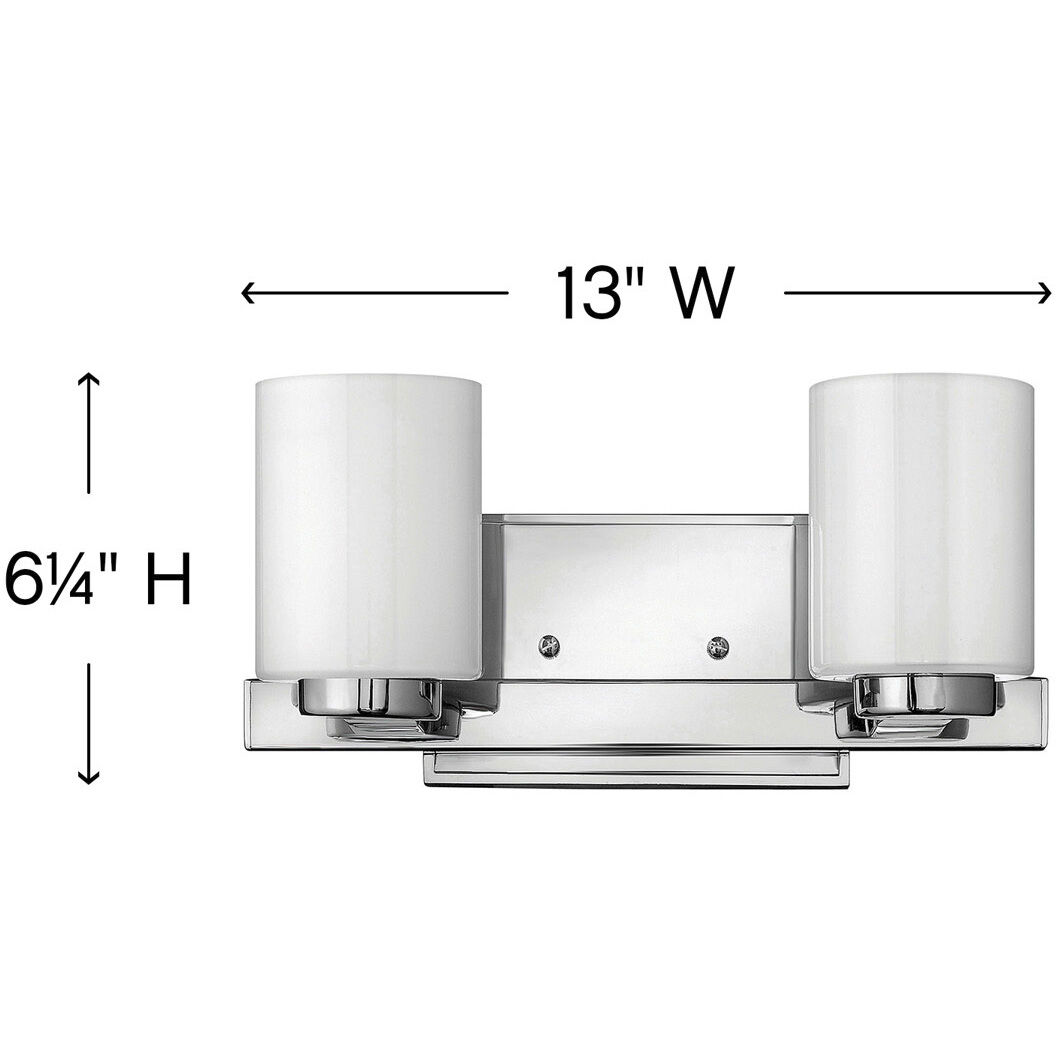 Miley 2 Light 13 inch Chrome Vanity Light Wall Light in Cased Opal