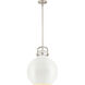 Newton Sphere 1 Light 14 inch Satin Nickel Stem Hung Pendant Ceiling Light