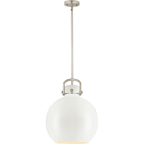 Newton Sphere 1 Light 14 inch Satin Nickel Stem Hung Pendant Ceiling Light