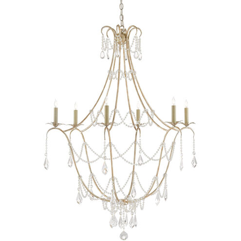 Elizabeth 6 Light 36 inch Silver Granello Chandelier Ceiling Light, Lillian August Collection