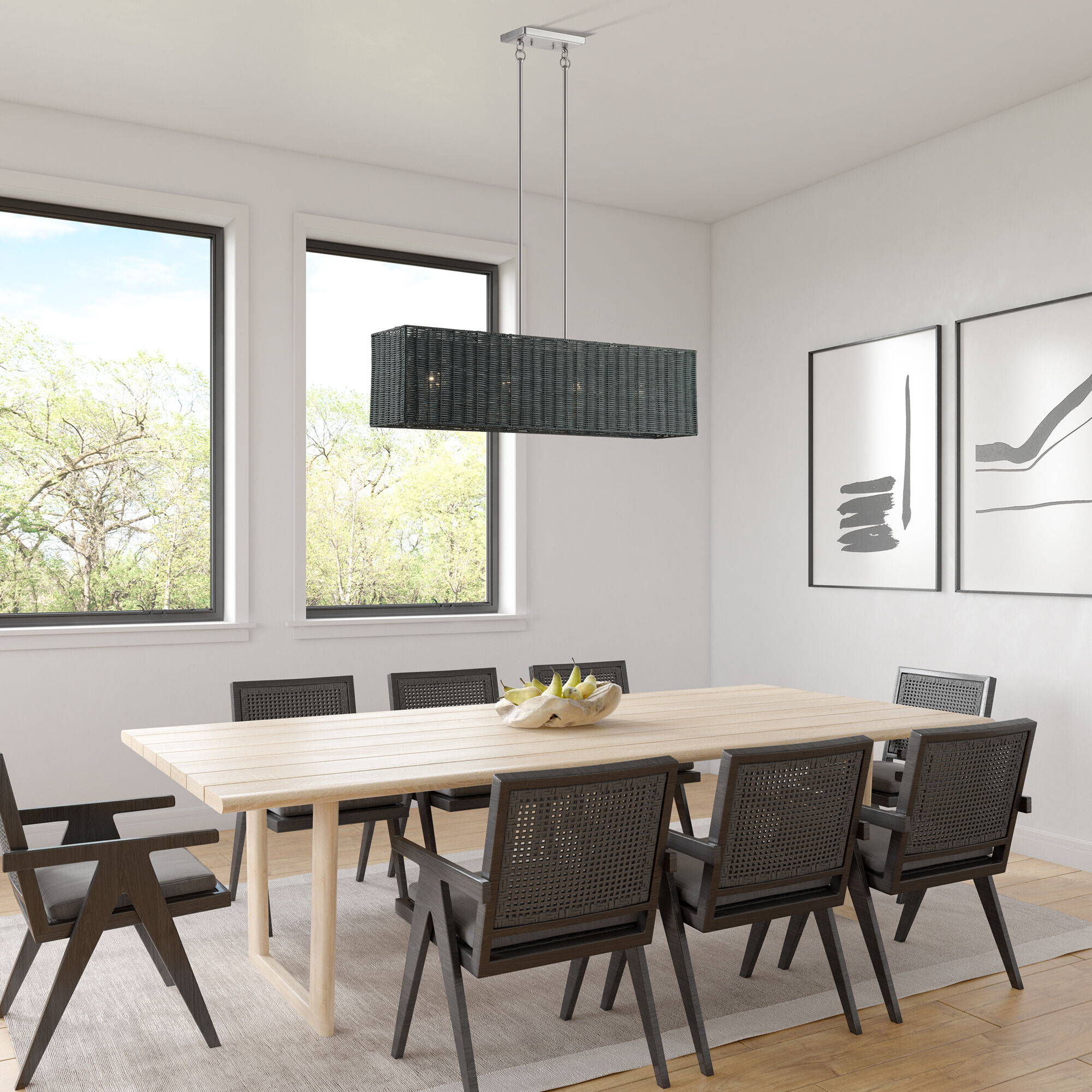 Weavington 4 Light 36 inch Brushed Nickel Linear Chandelier Ceiling Light, Large