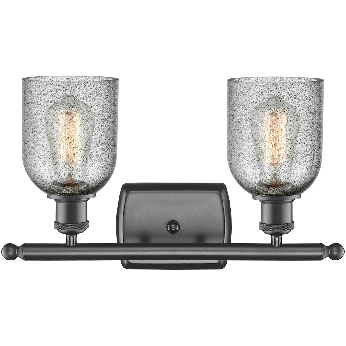 Ballston Caledonia 2 Light 16 inch Oil Rubbed Bronze Bath Vanity Light Wall Light in Charcoal Glass, Ballston