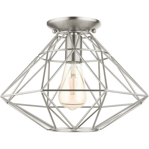 Geometric 1 Light 14 inch Brushed Nickel Flush Mount Ceiling Light