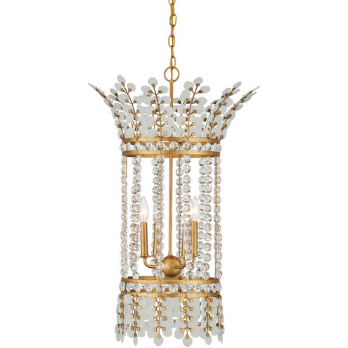 Bradshaw 4 Light 20 inch Frosted/Clear/Brass Lantern Pendant Ceiling Light