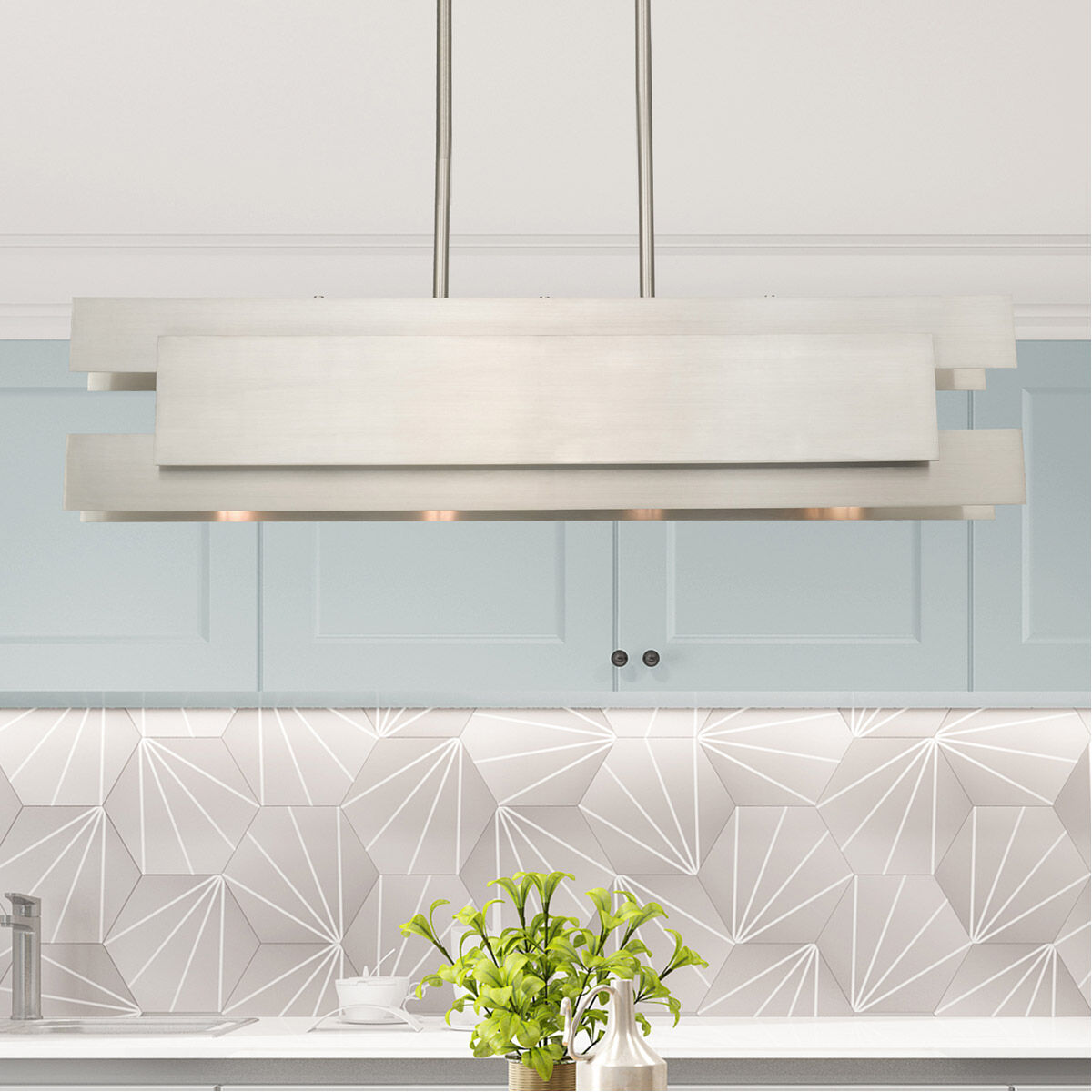 Varick 4 Light 36 inch Brushed Nickel Linear Chandelier Ceiling Light