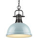 Duncan 1 Light 14 inch Matte Black Pendant Ceiling Light in Seafoam, Large