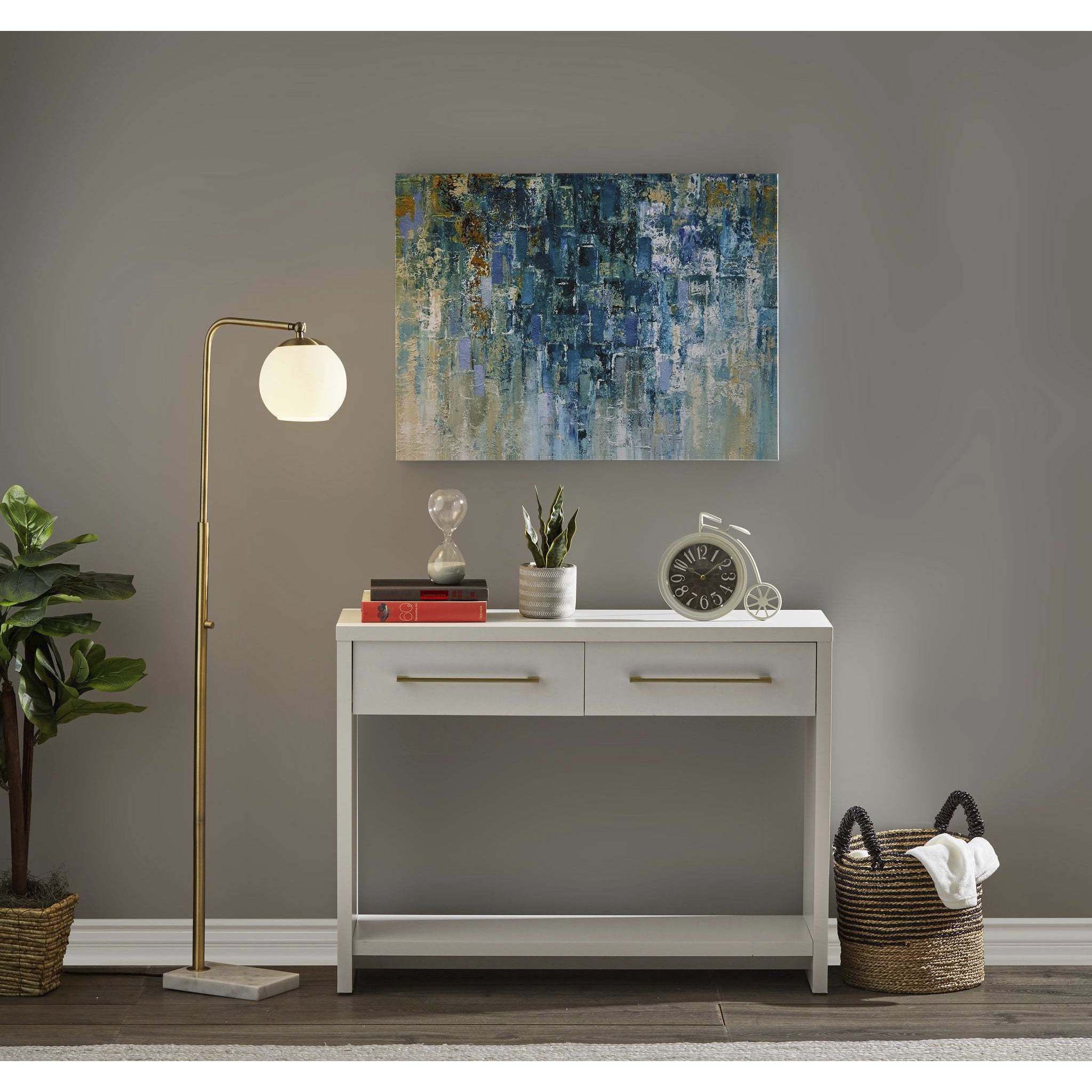 Remi 55 inch 60.00 watt Antique Brass Floor Lamp Portable Light