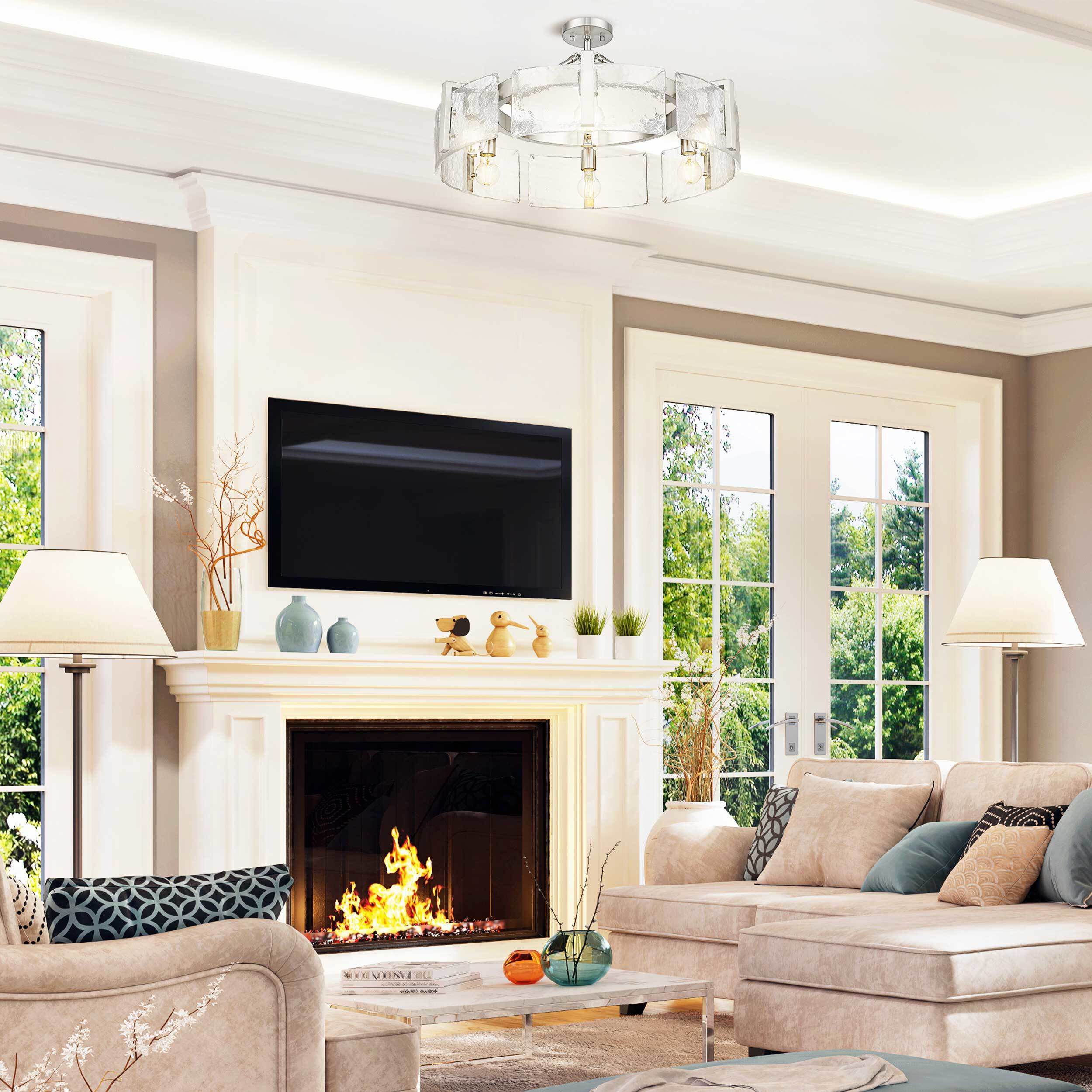 Aenon 6 Light 27.75 inch Pewter Semi-Flush Mount Ceiling Light