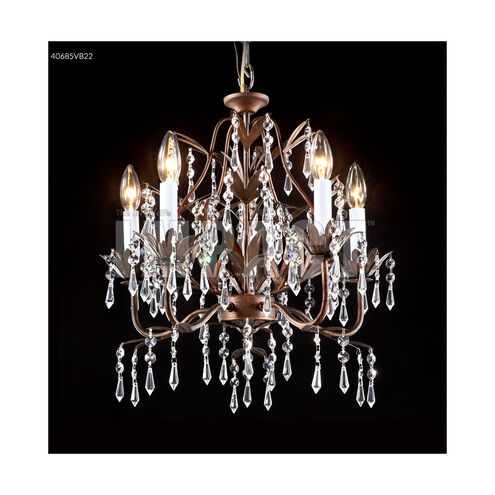 Mini Crystal 5 Light 17 inch Vintage Bronze Crystal Chandelier Ceiling Light