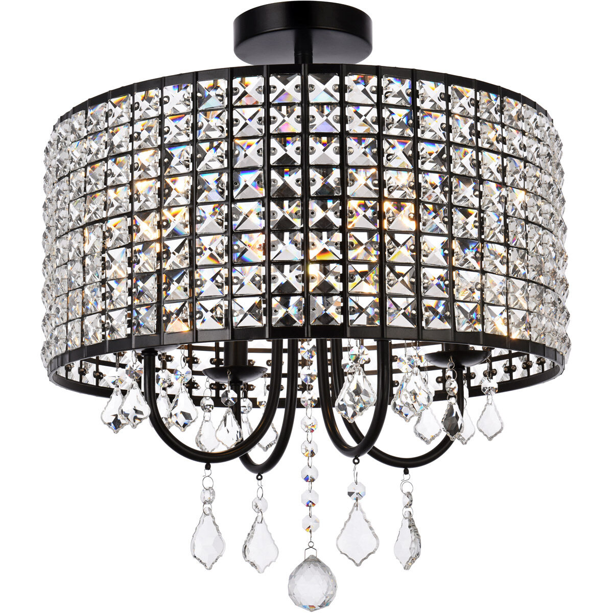Elise 4 Light 17 inch Black Flush Mount Ceiling Light