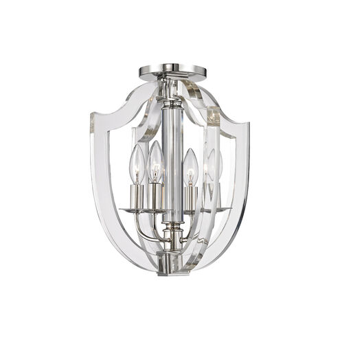 Arietta 4 Light 12.5 inch Polished Nickel Semi Flush Ceiling Light