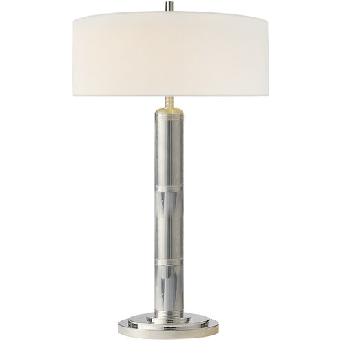 Thomas O'Brien Longacre 32.5 inch 60 watt Polished Nickel Table Lamp Portable Light in Linen, Tall
