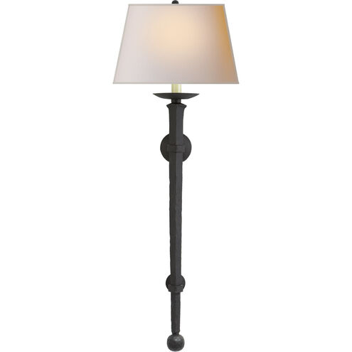 Chapman & Myers Iron Torch 1 Light 13.5 inch Blackened Rust Wall Light in Natural Paper