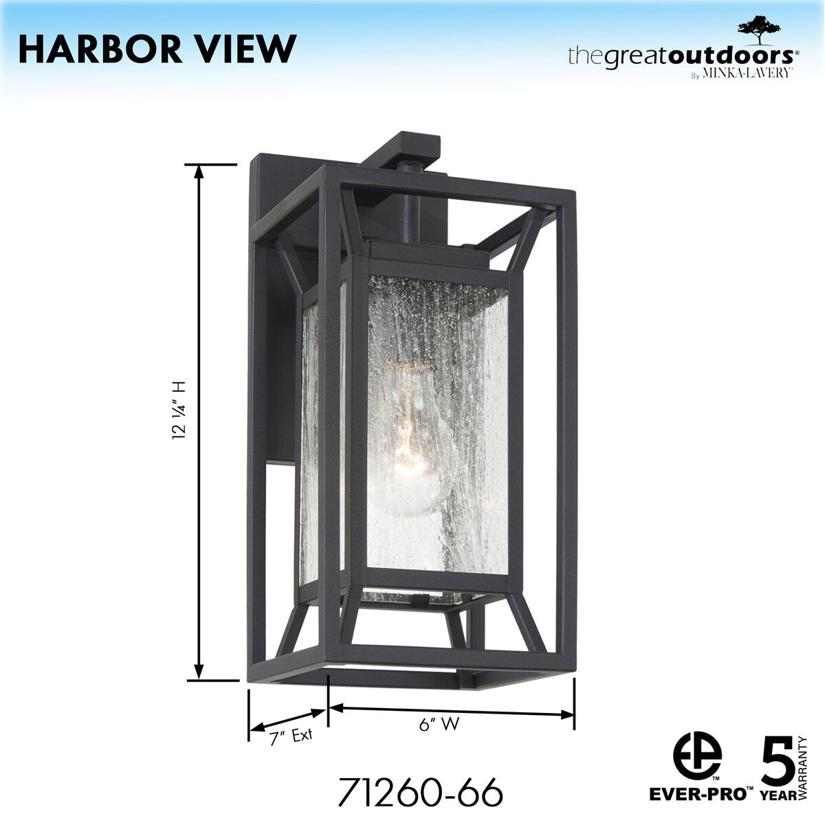 Harbor View 1 Light 12 inch Sand Coal Outdoor Wall Mount, Great Outdoors