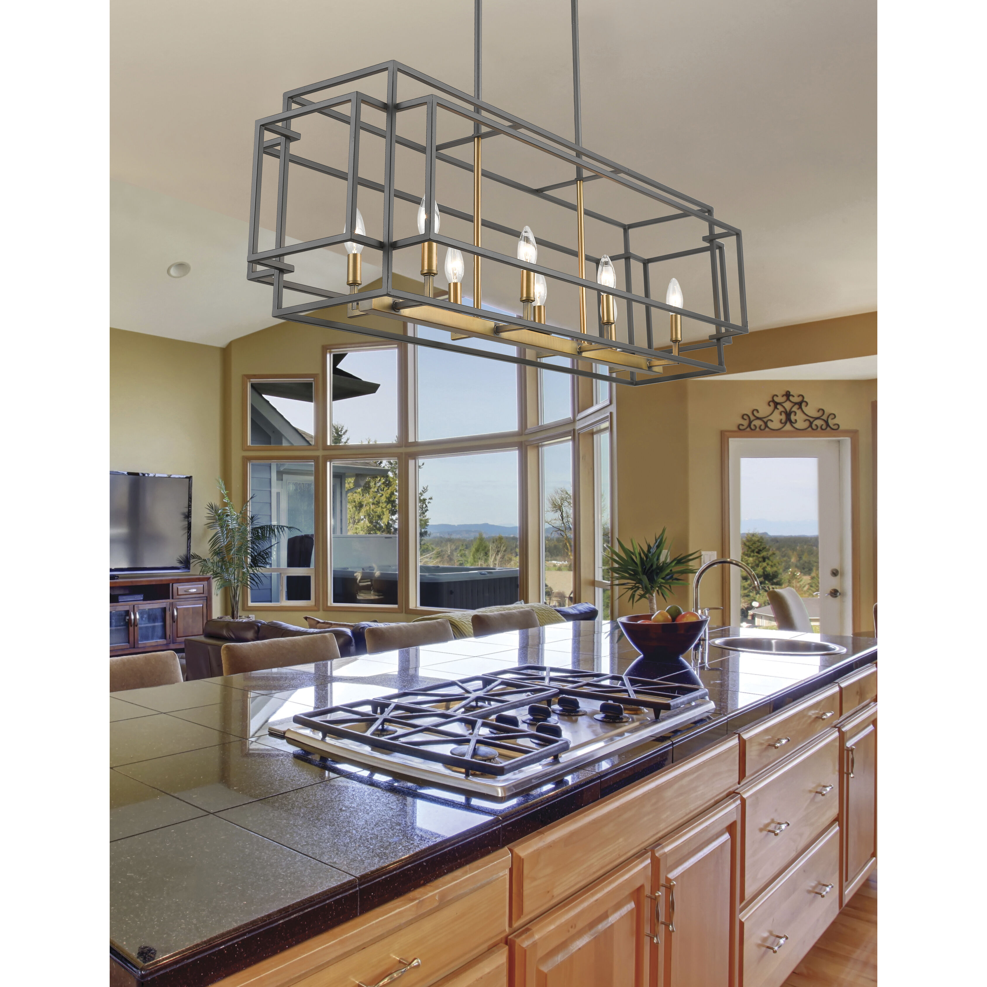 Titania 8 Light 44 inch Bronze and Olde Brass Linear Chandelier Ceiling Light