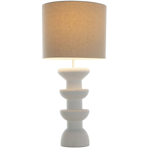 Honu 39 inch Plaster White / Natural Linen Table Lamp Portable Light