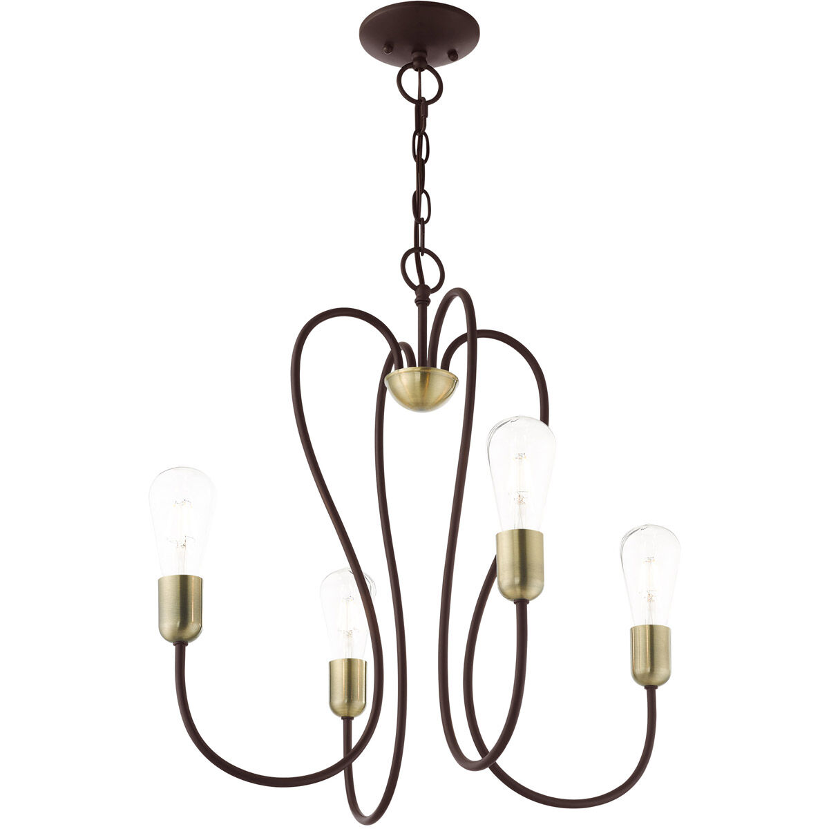Lucerne 4 Light 20 inch Bronze with Antique Brass Accents Chandelier Ceiling Light