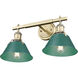 Orwell 2 Light 18.25 inch Aged Brass Bath Vanity Light Wall Light in Pine Green