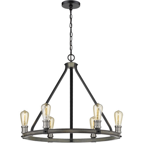 Kirkland 6 Light 25 inch Ashen Barnboard Chandelier Ceiling Light