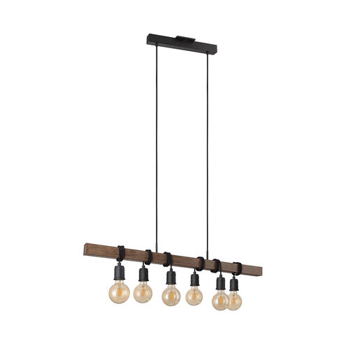 Violon 6 Light 39 inch Black and Dark Brown Kitchen Island Pendant Ceiling Light