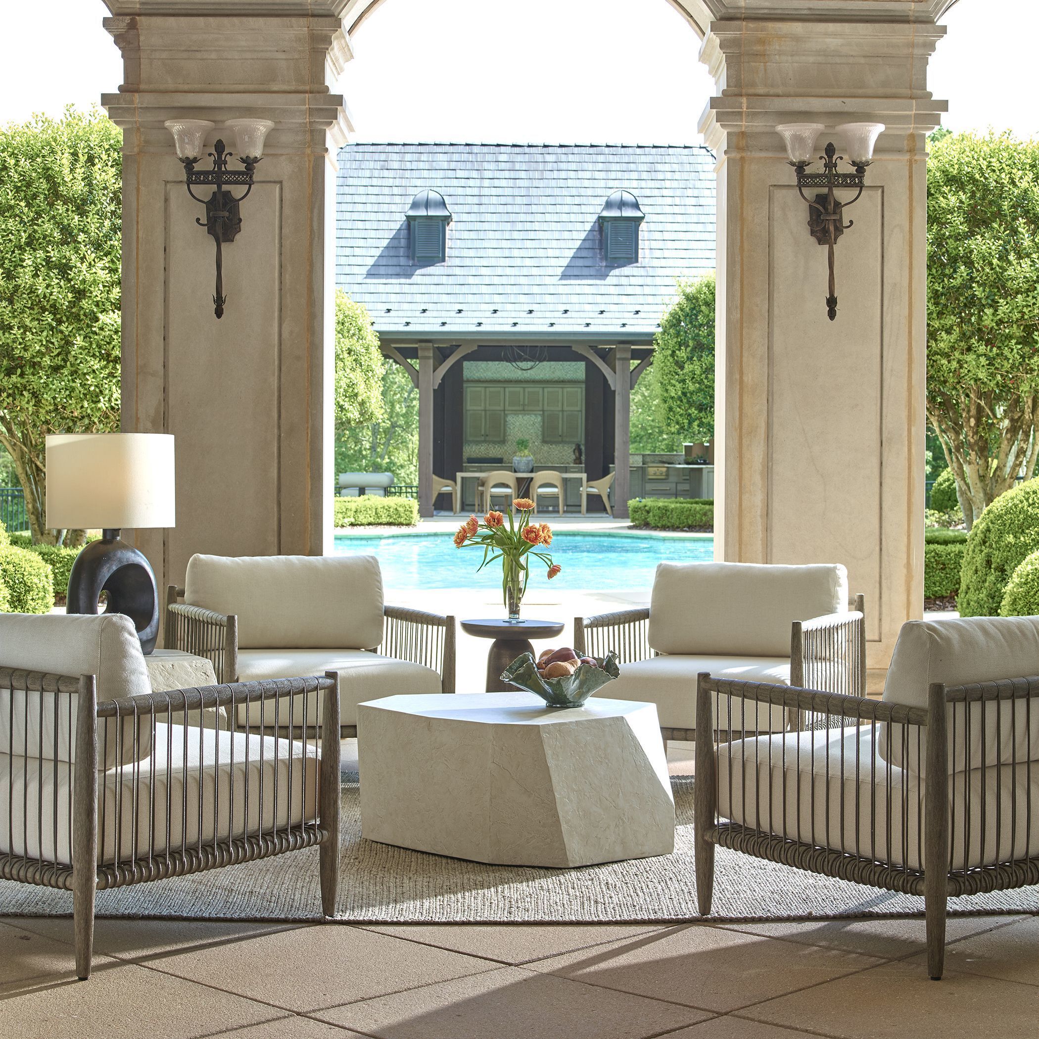 Borneo Weathered Dark Gray and Oyster White Outdoor Lounge Chair