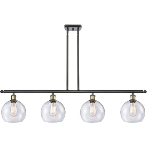 Ballston Athens LED 48 inch Black Antique Brass Island Light Ceiling Light in Seedy Glass, Ballston