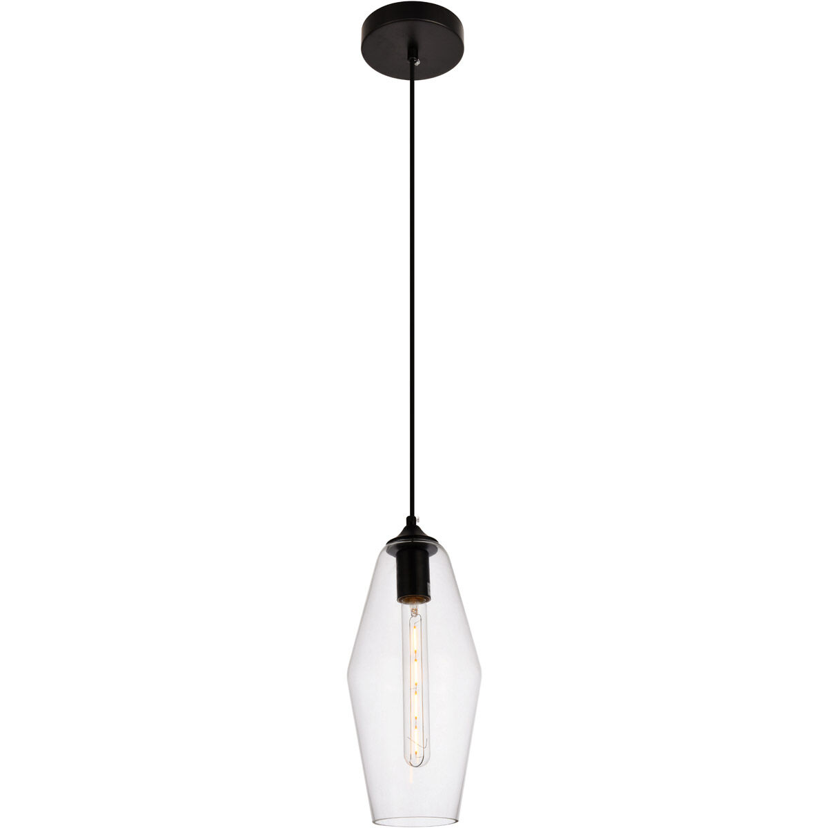 Placido 1 Light 6 inch Black and Clear Pendant Ceiling Light