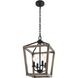 Gage 4 Light 12 inch Brown and Black Pendant Ceiling Light