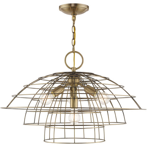 Brooklyn 4 Light 28 inch Antique Brass Chandelier Ceiling Light