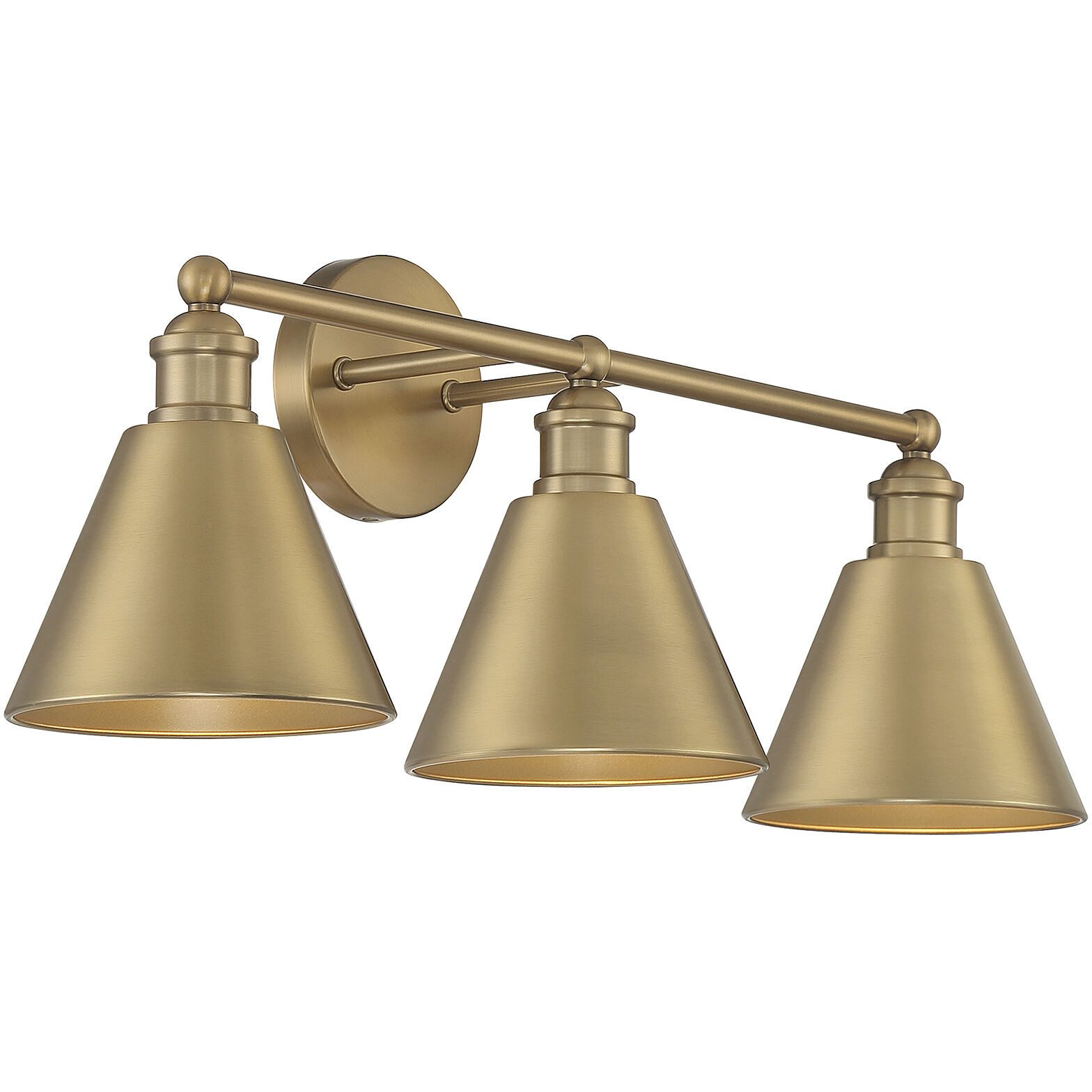 Modern Farmhouse 3 Light 27 inch Natural Brass Bathroom Vanity Light Wall Light