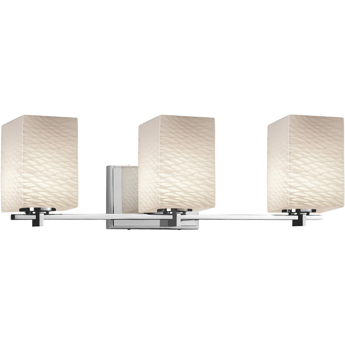 Fusion 3 Light 24 inch Polished Chrome Vanity Light Wall Light in Square with Flat Rim, Incandescent, Weave Fusion