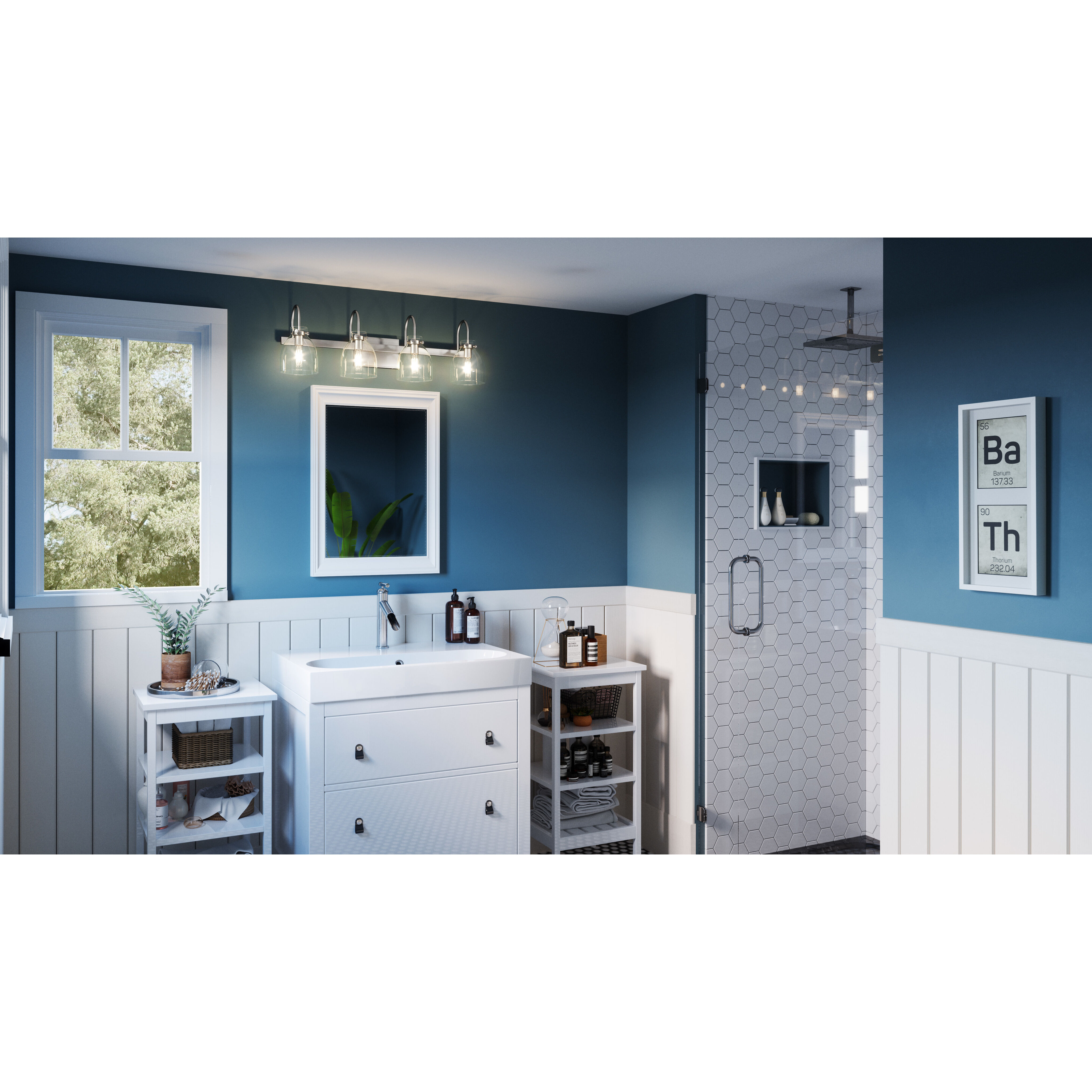 Atmore 4 Light 29 inch Brushed Nickel Bath Light Wall Light