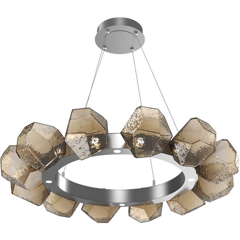 Gem LED 36 inch Classic Silver Chandelier Ceiling Light in 3000K LED, Bronze, Radial Ring