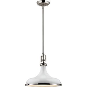 Rutherford 1 Light 15 inch Gloss White with Polished Nickel Pendant Ceiling Light
