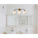 Hanson 3 Light 28 inch Black and Brass Bath Sconce Wall Light